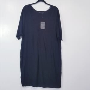 Won Hundred Pinar Black Shift Dress Sheer Deep V-Neckline